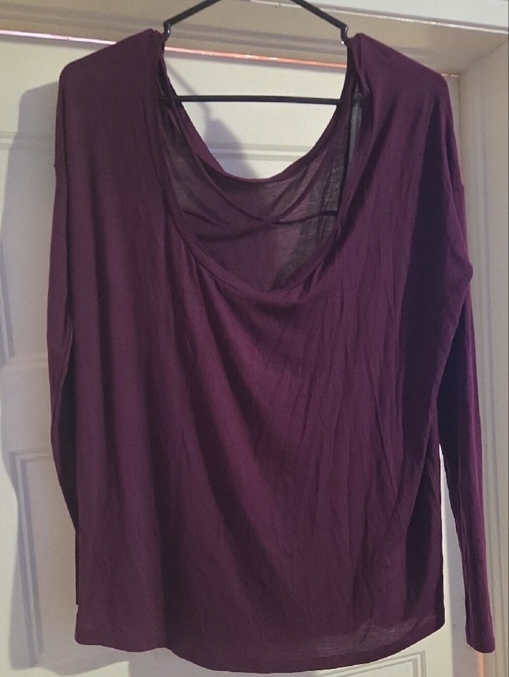 PINK Victoria's Secret Long Sleeve Scoop Neck Top - Plum - Picture 2 of 4